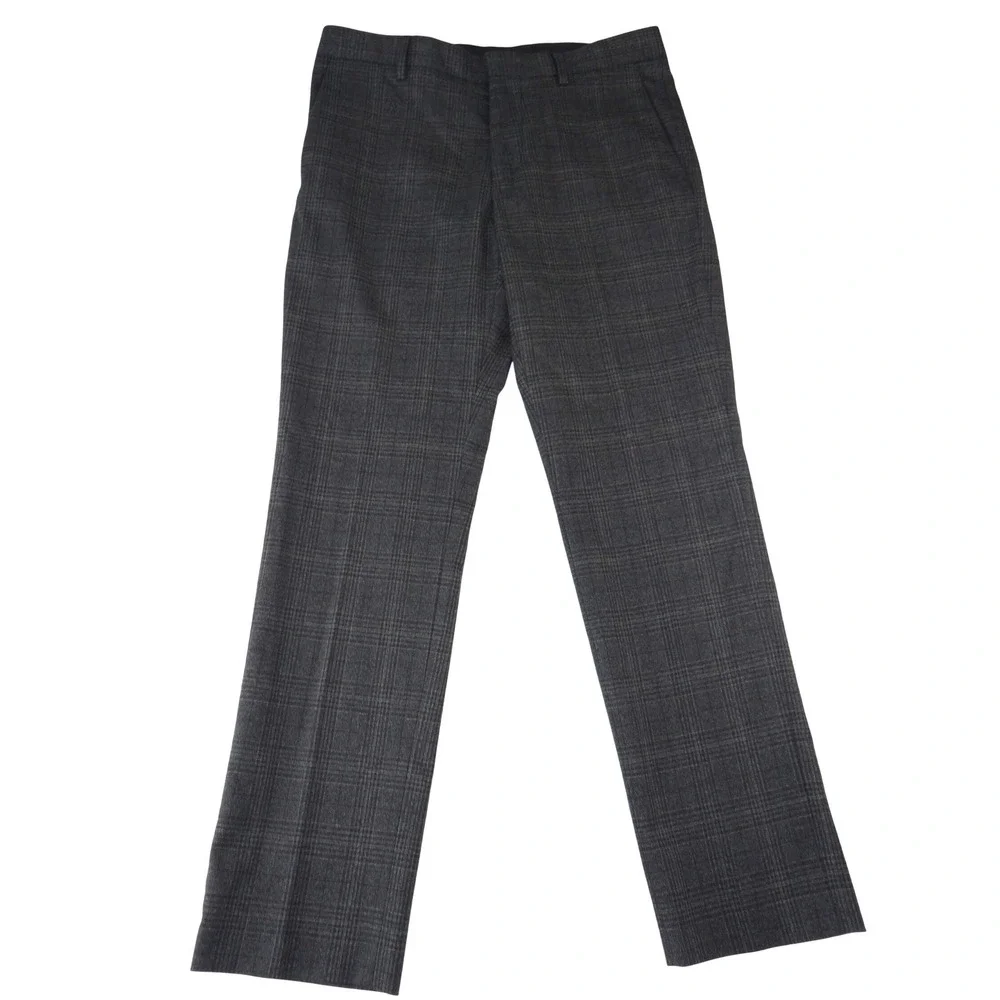 Murano Alex‎ Fit Mens 32x30 Charcoal Gray Glen Plaid Check Dress Pants Trousers